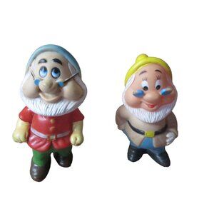 Set of 2 Vintage Disney Dwarf Squeaky Toys - Made in Hong Kong